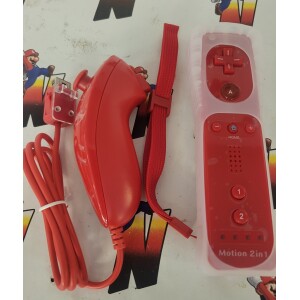 WII Mote kontroll med motion plus & Nunchuck (Röd) (Nytt)