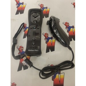 WII Mote kontroll med motion plus & Nunchuck (Svart) (Nytt)